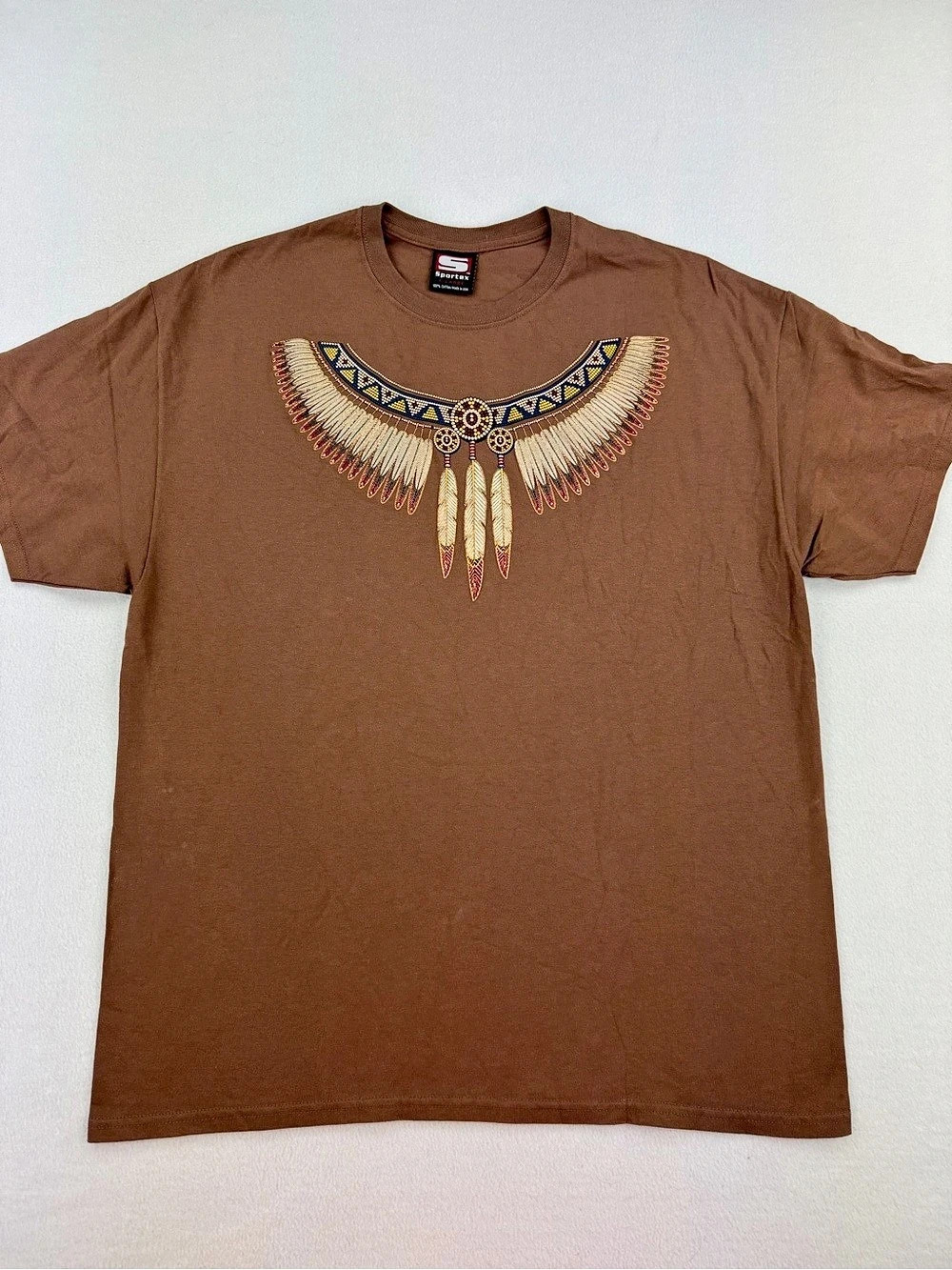VTG 90s Sportex Southwestern Native American Necklace Print T-Shirt Men Sz XL